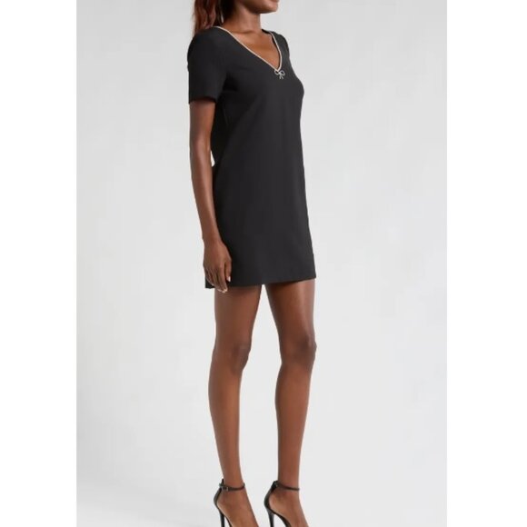 CeCe Black Mini Dress with White Trim - Picture 4 of 6